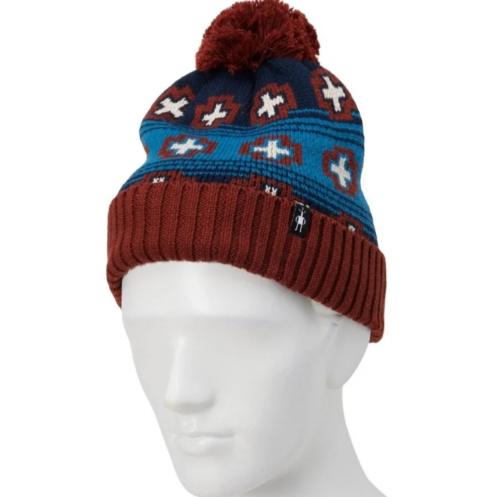Smartwool‎ Fleece Lined Paths Beanie Unisex deep Navy Path Crossed Wool Merino
